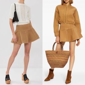 Ulla Johnson Vera Flared Denim Paneled Skirt in Tangier Wash
